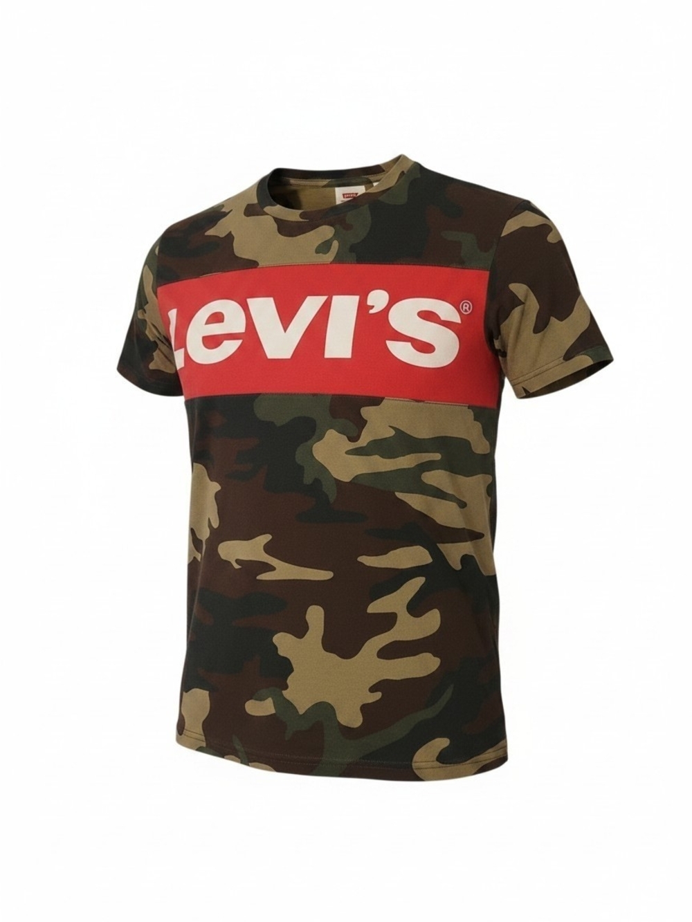 Levi's Men's Camouflage Tee with Red Logo Panel